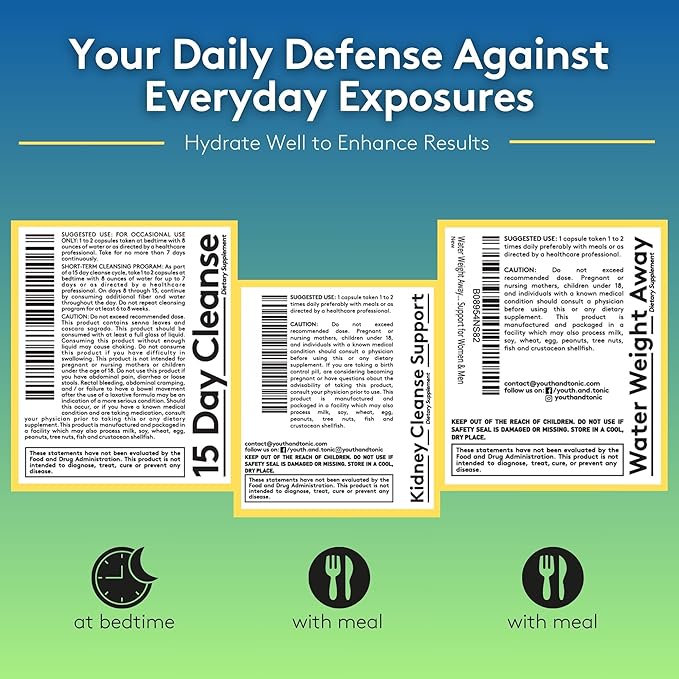 Youth & Tonic Complete Multi-Organ Detox Support – 15 Day Colon Cleanser & Gut Detox, Kidney Cleanse, Water Balance & Liver Health, 90 Pills for Women and Men-StrideForce Fitness