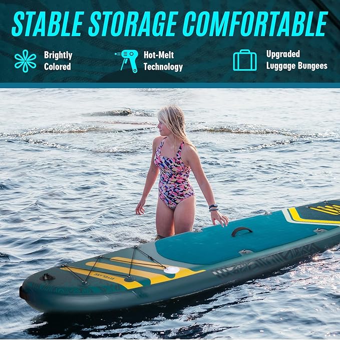 Inflatable Paddle Board 11' x 35'' Wide Stable Design,Stand Up Paddleboard with Sup Accessories Backpack,Pump,Ankle Leash,Adjustable Paddle,Non-Slip Comfort Deck for Adult Youth-StrideForce Fitness