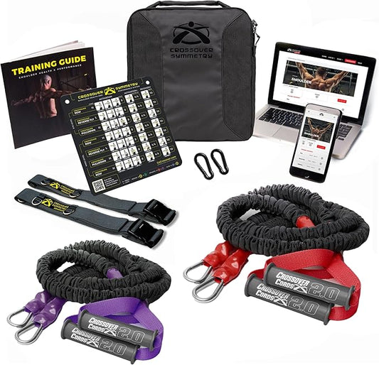 Crossover Symmetry Shoulder System Includes Two Sets of Resistance Bands Attachments Training Guide Exercise Chart Online Workouts for Home Fitness Rehab Rotator Cuff Exercises-StrideForce Fitness