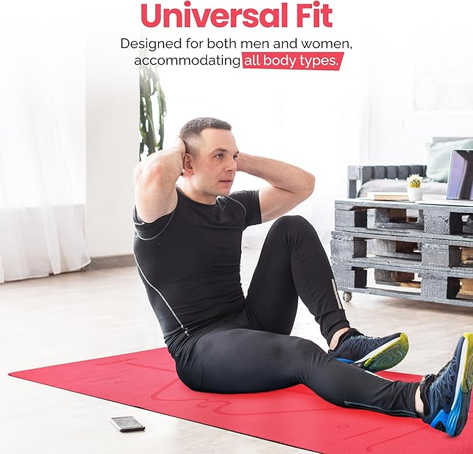 Robust Non-Slip Yoga Mat with Strap, 1/4" Thick TPE Eco-Friendly Workout Mat for Yoga with Position Lines and Texture Surface, Gym Mat for Women, Men, Pilates and Exercises Anti-Tear Sweat-Proof Exercise Mat-StrideForce Fitness