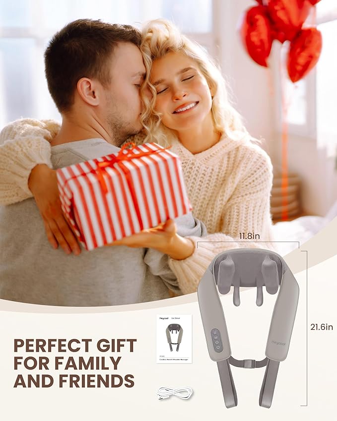 Cordless Neck Massager with Heat, 4D Deep Kneading Neck Shoulder Massager for Pain, Wireless Shiatsu Back Massager Pillow, Gifts for Men, Women Rechargeable-StrideForce Fitness