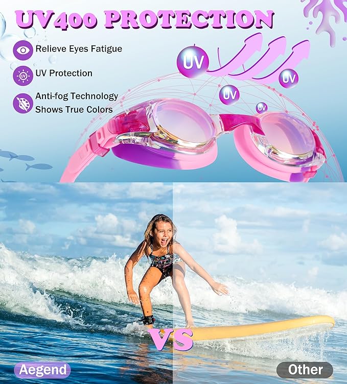 Aegend 2 Pack Kids Goggles, Swimming Goggles for Kids Age 4-16 Boys and Girls Youth, Anti-Fog Waterproof Anti-UV Pool Goggles-StrideForce Fitness