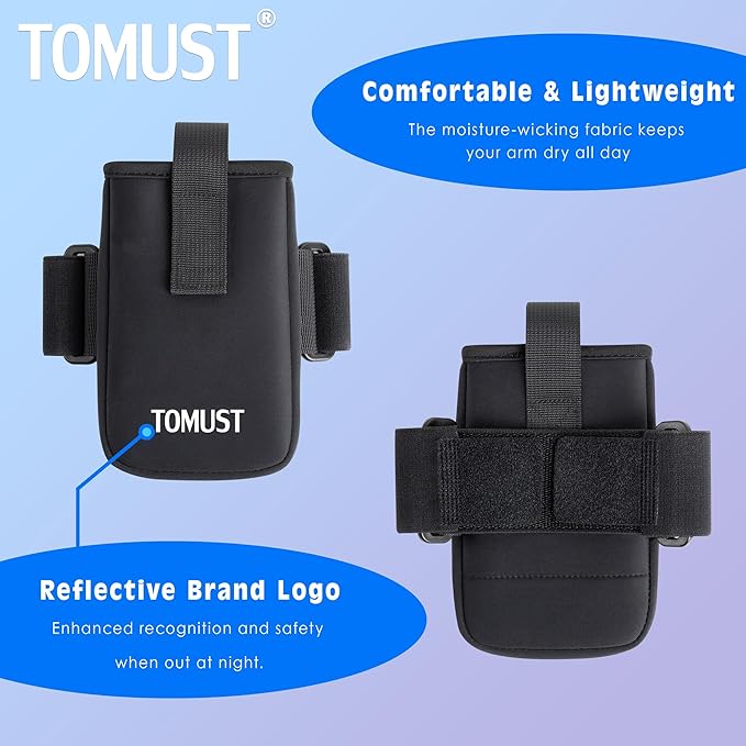 Phone Holder with Three Strap, Lightweight Arm Band with Reflective Logo, Elastic Armband Sleeve with Case Fits iPhone and Android, Use for Running, Hiking, Fitness and Workouts, Women/Men-StrideForce Fitness