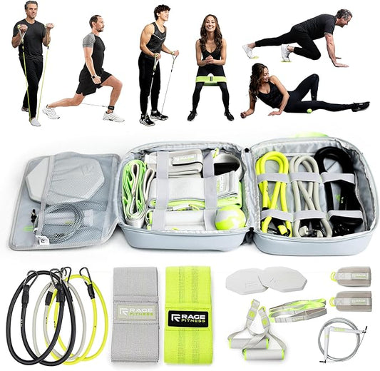 Ex Kit Home Gym Equipment with Carry Bag - 10Pcs Resistance Bands Kit with Handles, Door Anchor, Jump Rope, Booty Bands & More – Full Body Workout Bands Set for Strength, Cardio & Flexibility-StrideForce Fitness