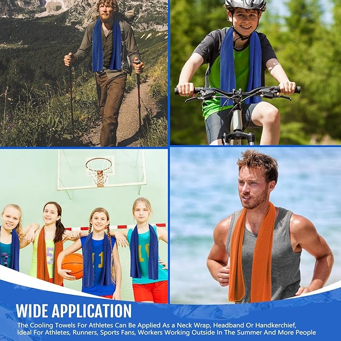 Hosuly 30 Pack Cooling Towels, 40"x12" Ice Breathable Soft Chilly Sweat Rag Microfiber Workout Rags for Gym Cooling Towels for Neck and Face for Yoga Golf Sport Running-StrideForce Fitness