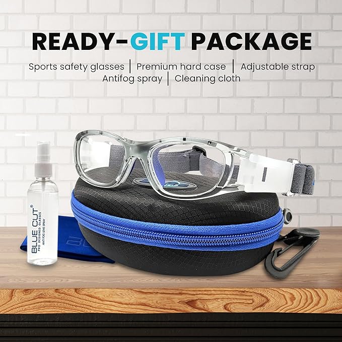 BLUE CUT Safety Basketball Goggles For Kids for Outdoor Sports Activities Anti Fog Replaceable to Prescription Lenses-StrideForce Fitness