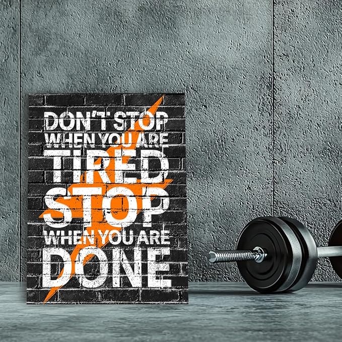 Gym Quotes Wall Art,Inspirational Workout Wall Decor,Don't Stop When You're Tired Stop When You're Done Canvas Wall Art for Home Gym Exercise Fitness Room-StrideForce Fitness