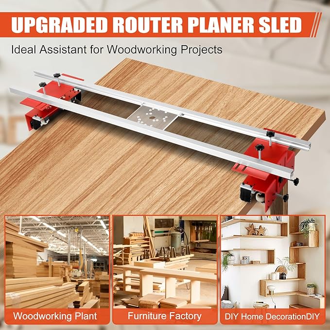Howaoo Router Sled, Portable and Easy to Adjust Slab Flattening Jig, 60 inches Router Sled for Flattening Slabs, Trimming Planing Machine for Wood Flattening, Home DIY-StrideForce Fitness