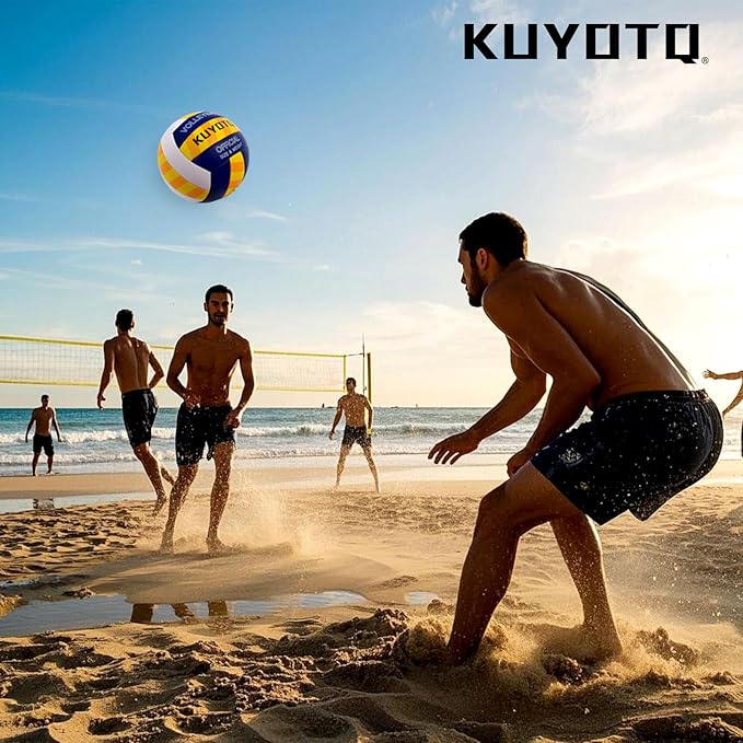 KUYOTQ Official Size 5 in&Outdoor Beach Volleyball,3MM Thickened Surface Soft Leather Youth Womens Mens Volleyball for Game Gym Training(Deflated)-StrideForce Fitness