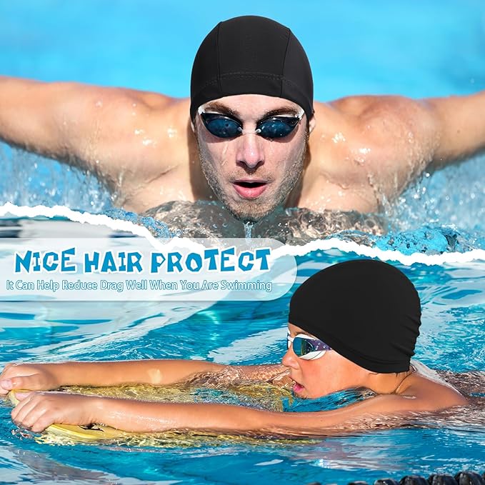 Bonuci 24 Pieces Cloth Elastic Swim Cap Bulk Comfortable Fabric Swimming Hat Elasticity Swimming Pool Cap Lightweight Bathing Caps for Women Men Kids Unisex, Not Waterproof-StrideForce Fitness