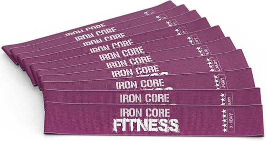 Fabric Mini Resistance Bands Sets for Trainers, Bootcamp, Gym for Men and Women in Fun Colors - Ebook, Videos and Workout Chart Included by Iron Core Fitness-StrideForce Fitness