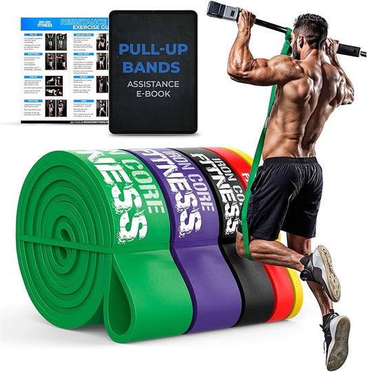 Pull Up Assistance Resistance Bands - Long Loop Power Bands for Men and Women - Strength Power Flexibility Training at Home & Gym - Ebooks & Workout Chart Included by Iron Core Fitness-StrideForce Fitness