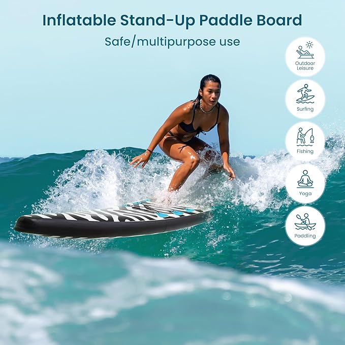 Paddle Board 14'x25’’ Inflatable Paddle Board with Complete SUP Accessories, Anti-Slip EVA Deck, Air Pump, Removable Fins, Carrying Handle, Backpack for Adult-StrideForce Fitness