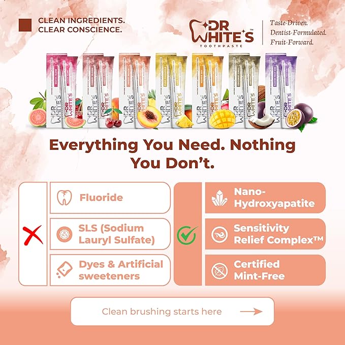 Dr. White’s Signature Flavor Trio – Sweet Serenity | Fluoride-Free Toothpaste with Nano-Hydroxyapatite for Enamel Strength & Sensitivity Relief, Mint-Free (3-Pack)