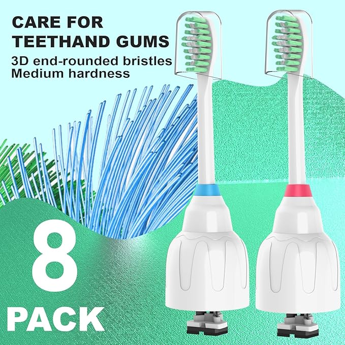 Replacement Toothbrush Heads for Philips Sonicare E Series,Compatible with Sonicare Essence, Elite, Advance, CleanCare Screw-on Electric Toothbrush HX7022/66 HX7023/64,HX7023/30,8 Pack with Caps 