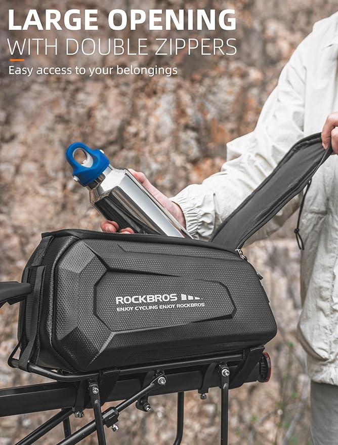 ROCKBROS Bike Rack Bags - Hard Shell Bicycle Rear Rack Bag Large Pannier for Bicycle Rear Rack Bags Bike Rear Seat Bag Bike Trunk Bag Ebike Battery Bag Bike Saddle Bag for Rear Rack Bike Accessories