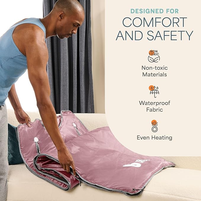 Lifepro BioRemedy Infrared Sauna Blanket – Available in 5 Colors – Portable Far Infrared Home Sauna Bag for Detox, Tension, and Relaxation – Adjustable Temp (86–158°F) & Timer – Includes Detox Wraps-StrideForce Fitness