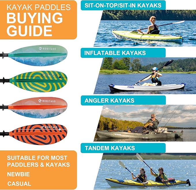 Kayak Paddle Premium Carbon Fiber Paddle with Reinforced PP + Fiberglass Blade, Floating Adjustable Kayaking Oars, 3 Piece, 220-240 cm/86-94 Inches, 240-260 cm/94-102 Inches-StrideForce Fitness