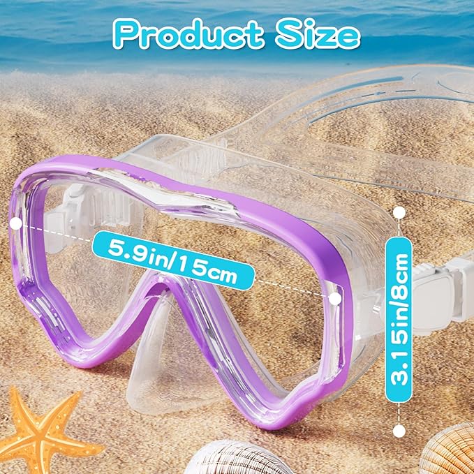 Kids Swim Goggles with Nose Cover, Snorkel Diving Mask Anti-Fog Anti-UV, Snorkeling Gear Swimming Goggles for Kids 3-14 2PCS-StrideForce Fitness