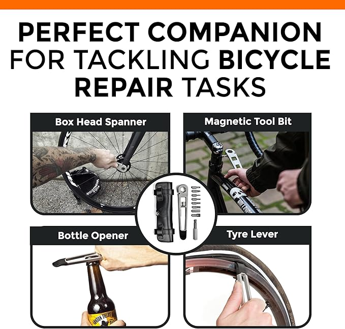 FULL WINDSOR -The Nutter Bicycle Multi Tool–Portable Cycling Repair Kit for MTB, Road & Dirt Bikes – Includes Spanner, Magnetic Bit, Tire Levers & Bottle Opener–Compact Brown Case for On-the-Go Fixes-StrideForce Fitness