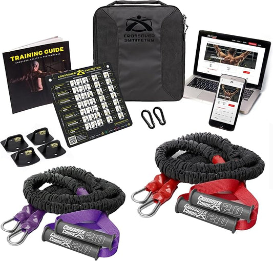 Crossover Symmetry Shoulder System Includes Two Sets of Resistance Bands Attachments Training Guide Exercise Chart Online Workouts for Home Fitness Rehab Rotator Cuff Exercises-StrideForce Fitness