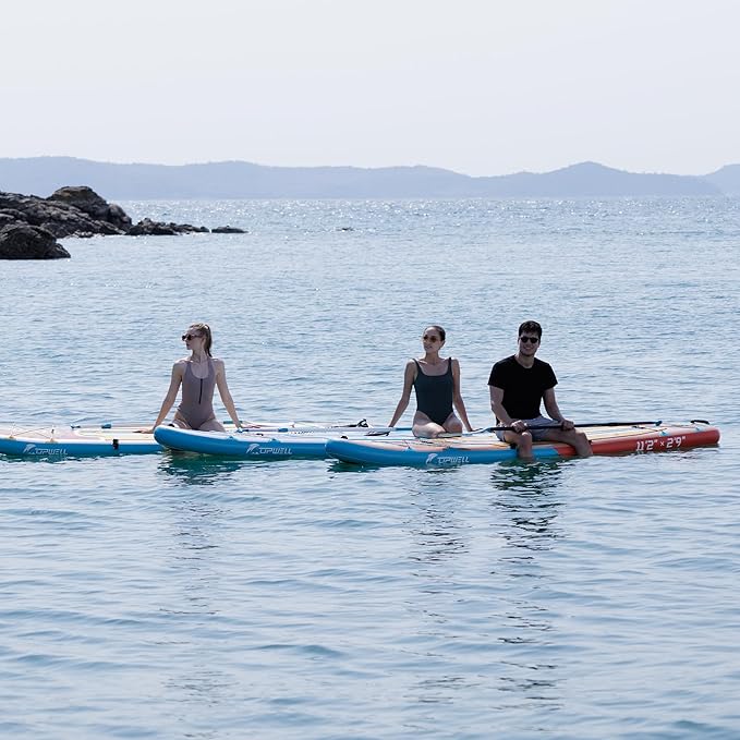 UPWELL 11’6”/11'2”/11'/10'8”/10'6”/10'2” Inflatable Stand Up Paddle Board with sup Accessories Including Backpack, Repairing Kits, Non-Slip Deck, Leash, 3 Fins, Paddle and Hand Pump-StrideForce Fitness