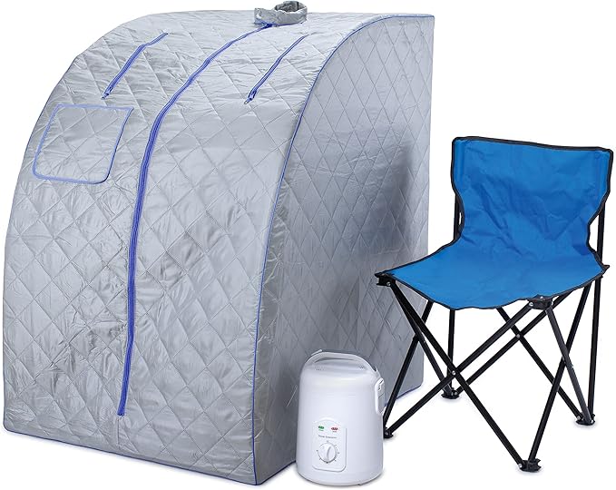 Durasage Lightweight Portable Personal Steam Sauna Spa for Home Use – Full Body Foldable Tent with 60-Min Timer, 800W Steam Generator, Chair Included for Detox and Relaxation-StrideForce Fitness