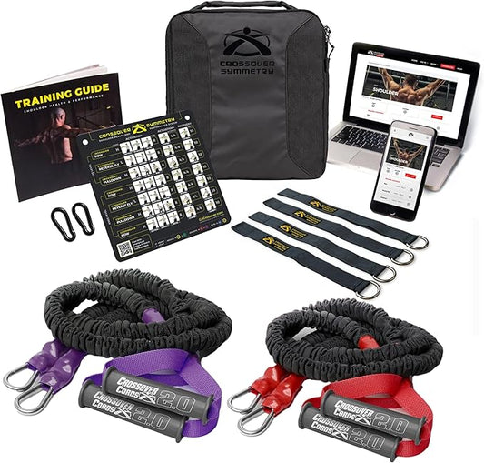 Crossover Symmetry Shoulder System Includes Two Sets of Resistance Bands Attachments Training Guide Exercise Chart Online Workouts for Home Fitness Rehab Rotator Cuff Exercises-StrideForce Fitness