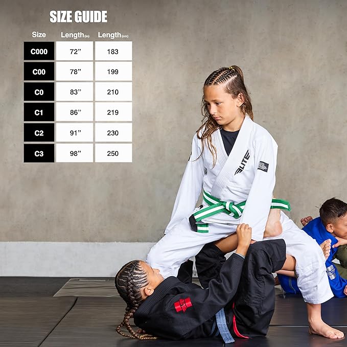 Elite Sports Kids Brazilian Jiu Jitsu Belts Preshurunk Martial Arts Youth BJJ Belts for Girls & Boys with BJJ Ranking Stripes-StrideForce Fitness