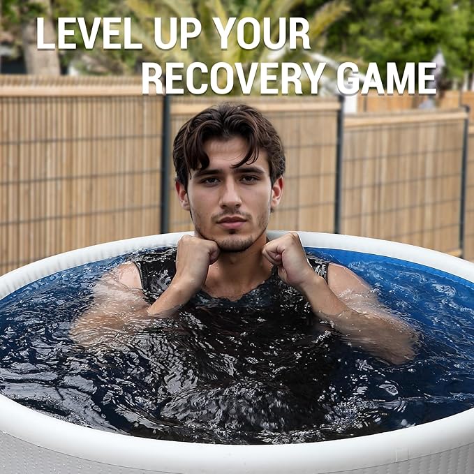 XL Cold Plunge Tub for Athletes, Compatible with Water Chiller, 134-Gallon Inflatable Ice BathTub with Insulated Lid, Thermometer, Pro Grade Cold Plunge Ice Pod for Outdoor & Indoor Cold Water Therapy-StrideForce Fitness