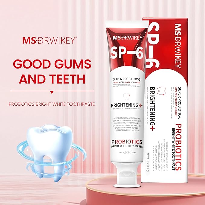 SP-6 Probiotic Whitening Toothpaste - Enhanced Formula with 6 Probiotics for Teeth Whitening and Gum Health - Enamel-Safe, Fluoride-Free, Fresh Mint Flavor, 4.6oz (3)