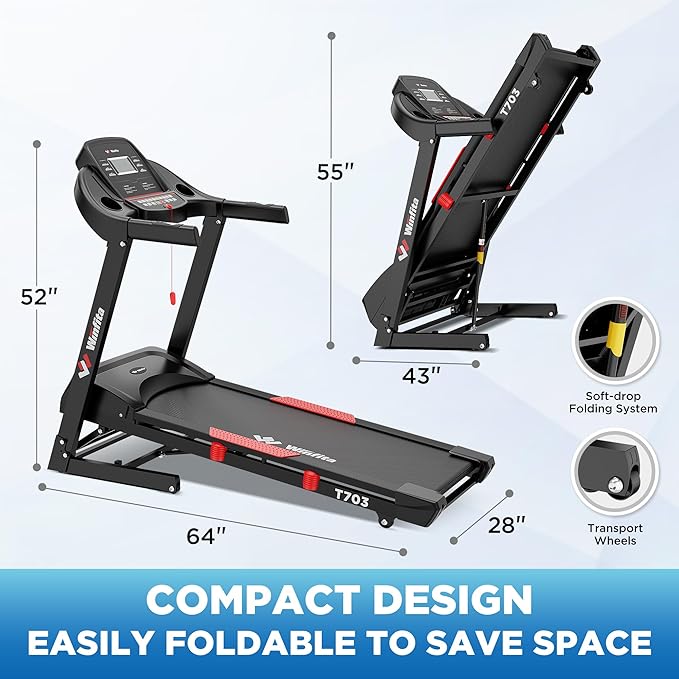 4.0HP Treadmill with 15% (8.5°) Auto Incline, 300LBS Capacity, 10 MPH Speed, 50''x18'' Wide Belt, APP, Bluetooth, Folding Treadmills for Home with 64 Programs, Pulse Monitor, BMI Calculation-StrideForce Fitness