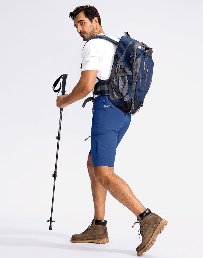Pudolla Men's Hiking Cargo Shorts 9" Lightweight Outdoor Work Shorts for Men Travel Golf Camping Casual with 5 Zipper Pockets-StrideForce Fitness