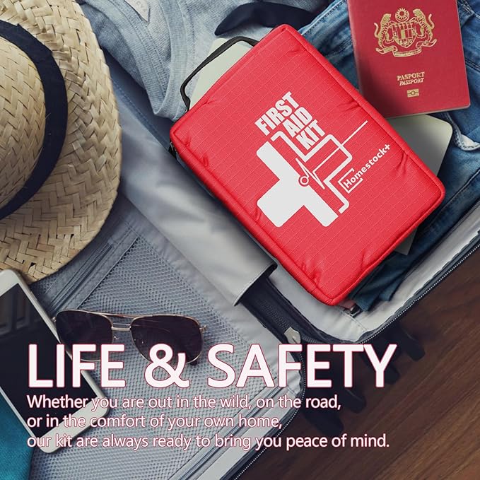 Small First aid Kits,Travel First Aid Kit with Labelled Compartments Molle System Compact Medical Kit for Car, Hiking, Backpacking, Camping, and Cycling-StrideForce Fitness