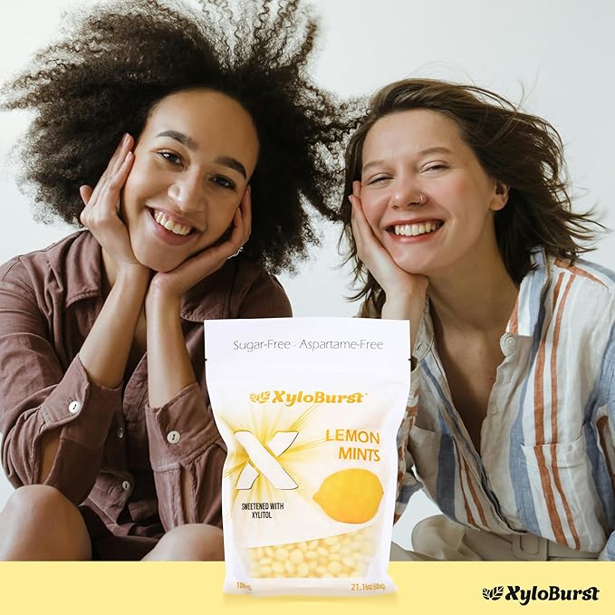 XyloBurst - Xylitol Mints | Sugar Free Breath Freshener for Oral Health | Gluten Free, Vegan, Keto Friendly | Aspartame Free | Lemon | 275 Count (Pack of 2)