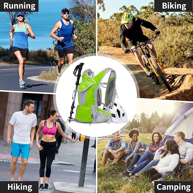 Hydration Pack Backpack, Lightweight Water Backpack with 2L Leakproof Hydration Bladder Daypack for Men Women,Running Hydration Vest for Outdoor Trail-StrideForce Fitness