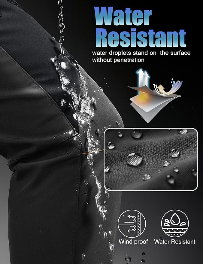 MAGCOMSEN Men's Snow Ski Pants Fleece Lined Water Resistant Winter Pants with 4 Zip Pockets for Snowboard Hiking Outdoor