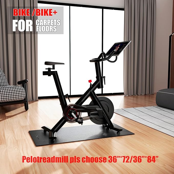 Bike Mat Compatible with Peloton Bike Elliptical Treadmill Mat 6mm Thick,