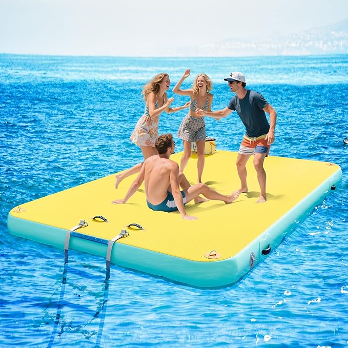 Specraft Inflatable Floating Dock, Non-Slip Air Dock Platform loating Island Raft with Rope Ladder for Pool Lake Beach Ocean-StrideForce Fitness