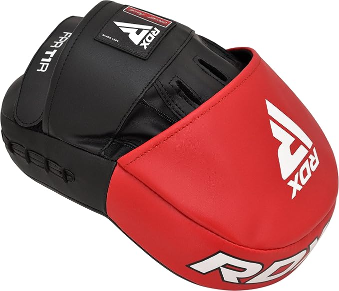 RDX Boxing Pads Focus Mitts, Maya Hide Leather Curved Hook and Jab Target Hand Pads, Great for MMA, Kickboxing, Martial Arts, Muay Thai, Karate Training, Padded Punching, Coaching Strike Shield-StrideForce Fitness