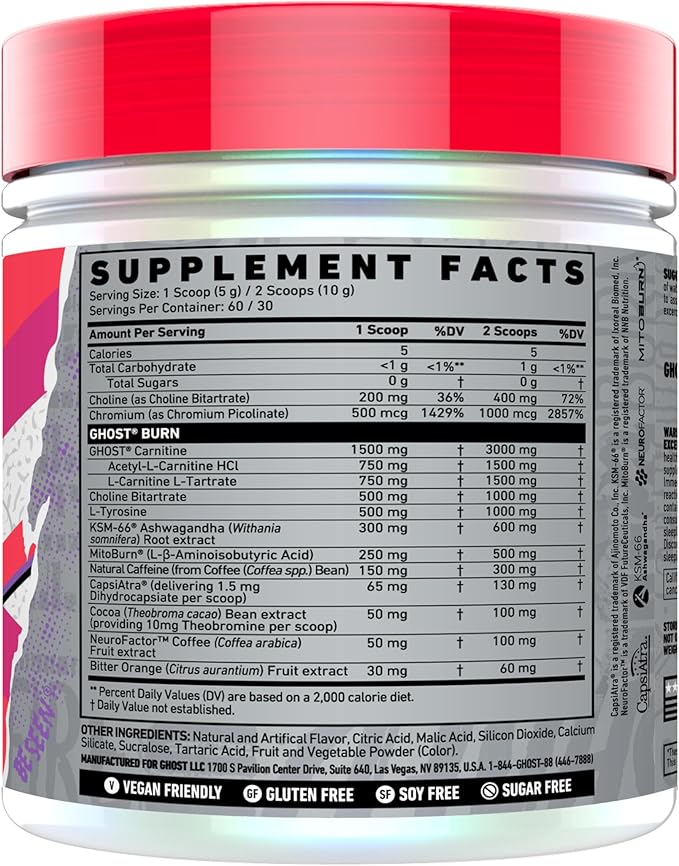 GHOST Burn Weight Management Powder, Passionfruit (60 Servings) - Metabolism & Energy Support Supplement for Men & Women - Natural Caffeine, L-Carnitine & L-Tyrosine - Gluten, Soy & Sugar-Free, Vegan-StrideForce Fitness