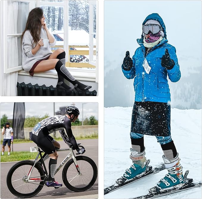 Hylaea Merino Wool Ski Socks, Cold Weather Socks for Snowboarding, Snow, Winter, Thermal Knee-high Warm Socks, Hunting-StrideForce Fitness