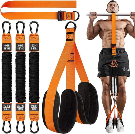 HPYGN Pull Up Assistance Bands, Heavy Duty Resistance Band for Pull Up Bar, Adjustable Weight/Size with Fabric Feet/Knee Rest, Bands for Pull Up Assist for Strength Training, Pull Up Assist Band-StrideForce Fitness