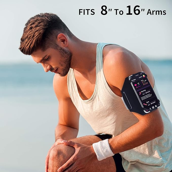 Detachable & 360° Rotatable Armband - Reflective Strap with Zipper Pocket Holder Bag - Compatible with iPhone 16 15 14 Pro Max Plus Samsung Galaxy Note for Running Workout Exercise Walking & Sports-StrideForce Fitness