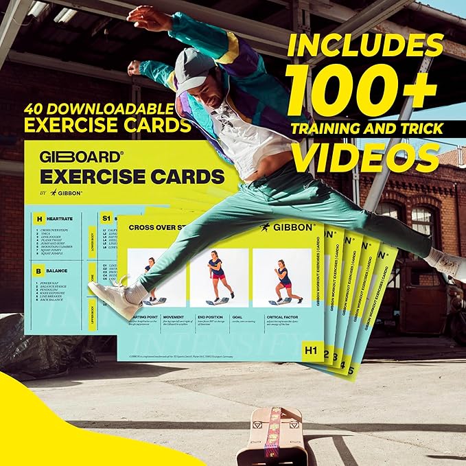 GIBBON SlackBoard - GiBoard Balance Board Kids & Adults - Slackline Balance Trainer - Slack Board Core Workout Equipment Home Gym Training - Standing Desk Exercise - Yoga, Agility, Pilates & More-StrideForce Fitness