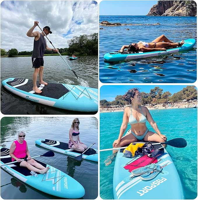 FBSPORT 11' Premium Stand Up Paddle Board, Yoga Board with Durable SUP Accessories & Carry Bag | Wide Stance, Surf Control, Non-Slip Deck, Leash, Paddle and Pump for Youth & Adult-StrideForce Fitness