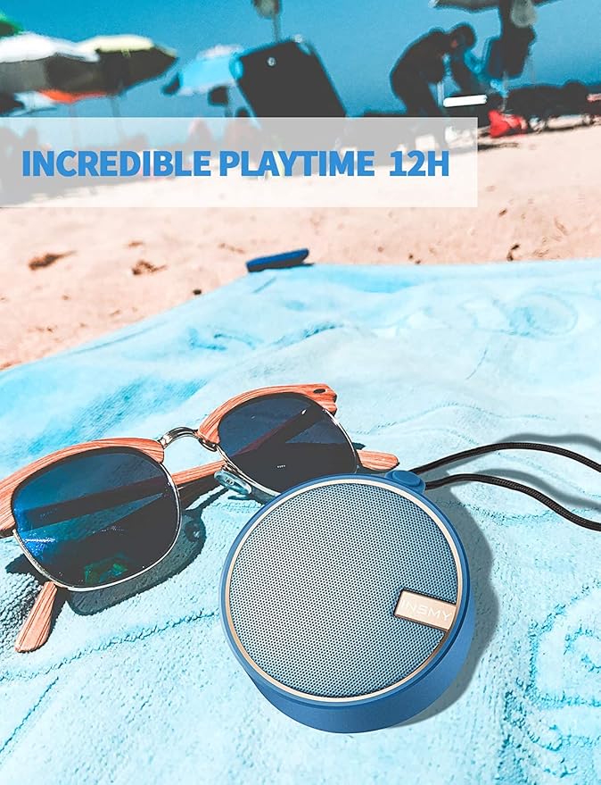 INSMY C12 IPX7 Waterproof Shower Bluetooth Speaker, Portable Small Speaker, Speakers Bluetooth Wireless Loud Clear Sound Support TF CSuard ction Cup for Outdoor Kayak Canoe Beach Gift (Navy)-StrideForce Fitness