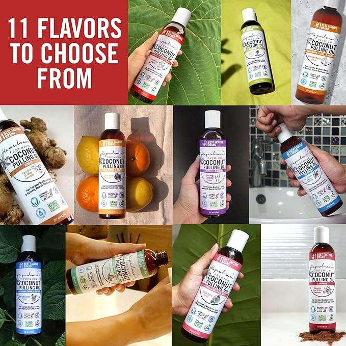 Kapuluan Coconut Oil Pulling for Teeth and Gums Mouthwash, 100% Pure and Natural, Non-GMO, Ayurvedic โ Peppermint Pulling Oil