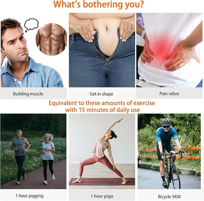 Abs Stimulator Belt-FDA Cleared EMS Massager Abdominal Toining Fitness Belt without GEL SHEET Tactical Abs Power Muscle Toner Workout Men Women & Bodybuilders USB Rechargeable Black KLT-07-StrideForce Fitness