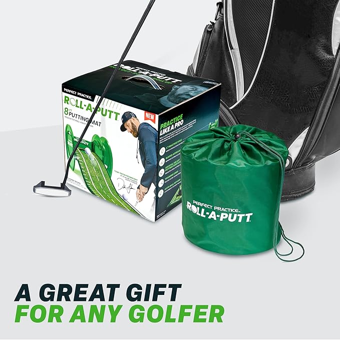 Perfect Practice Golf Putting Mat - Portable Putting Green, Indoor & Outdoor Practice, with Ball Return - Golf Training Aid for Home, Office, Backyard - Golfing Gifts for Men-StrideForce Fitness